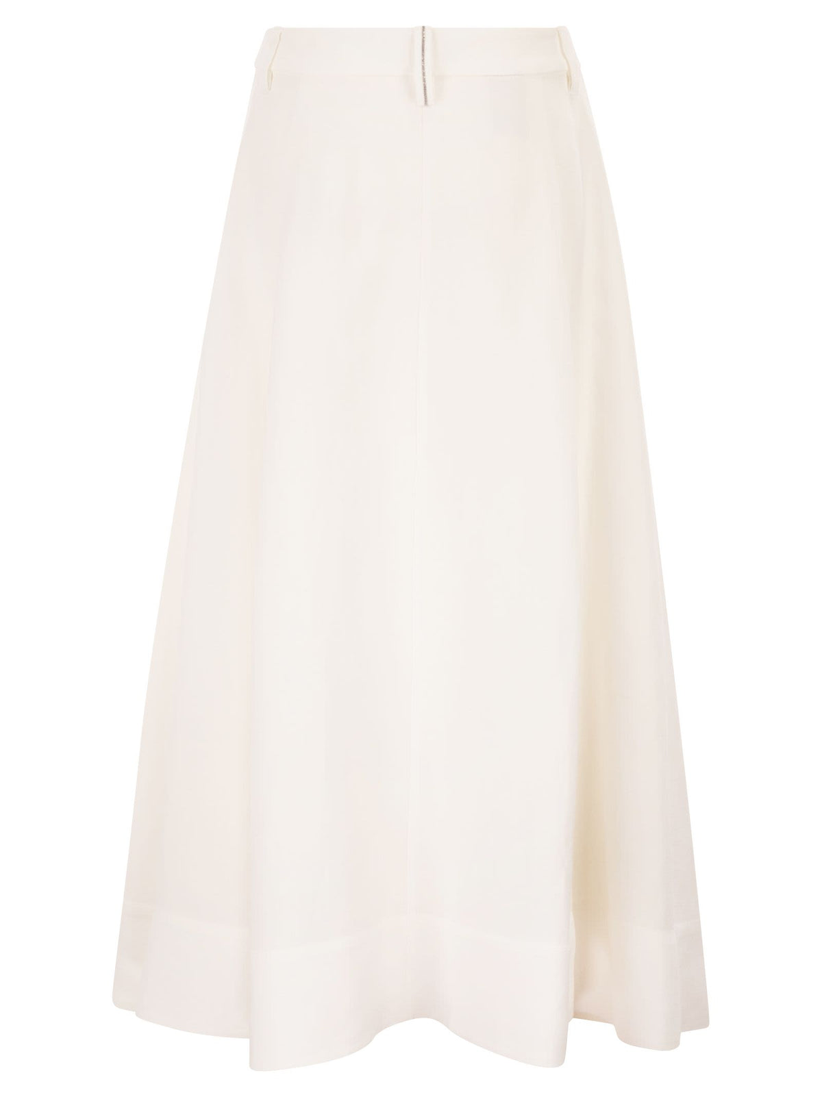 Brunello Cucinelli Women Sartorial Skirt In Fluid Viscose And Linen Twill With Jewellery Detail