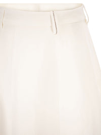 Brunello Cucinelli Women Sartorial Skirt In Fluid Viscose And Linen Twill With Jewellery Detail