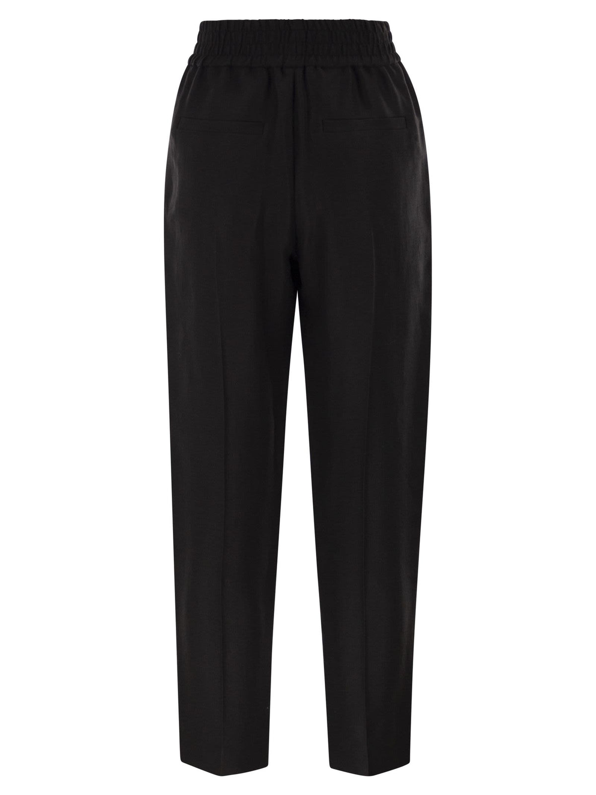 Brunello Cucinelli Women Baggy Pull-Up Trousers In Viscose And Linen Fluid Twill