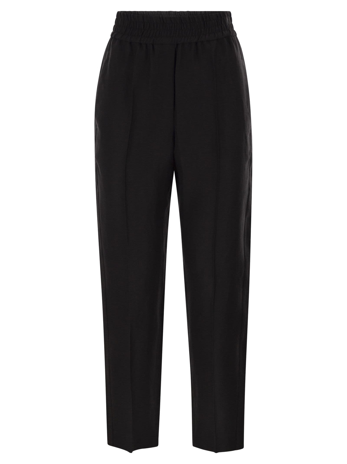 Brunello Cucinelli Women Baggy Pull-Up Trousers In Viscose And Linen Fluid Twill