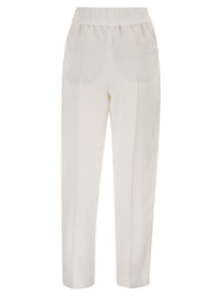 Brunello Cucinelli Women Baggy Pull-Up Trousers In Viscose And Linen Fluid Twill