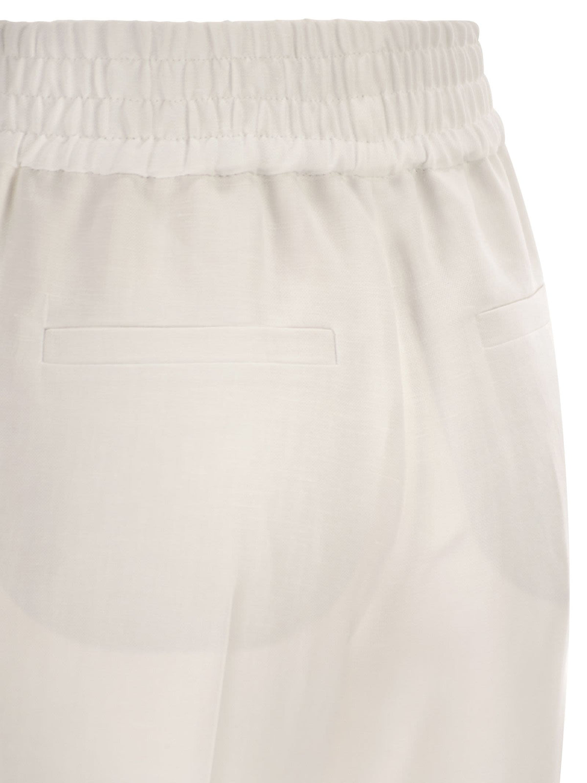 Brunello Cucinelli Women Baggy Pull-Up Trousers In Viscose And Linen Fluid Twill