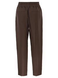 Brunello Cucinelli Women Baggy Pull-Up Trousers In Viscose And Linen Fluid Twill
