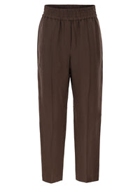 Brunello Cucinelli Women Baggy Pull-Up Trousers In Viscose And Linen Fluid Twill