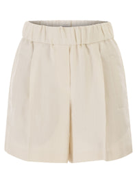 Brunello Cucinelli Women Baggy Shorts In Fluid Viscose And Linen Twill
