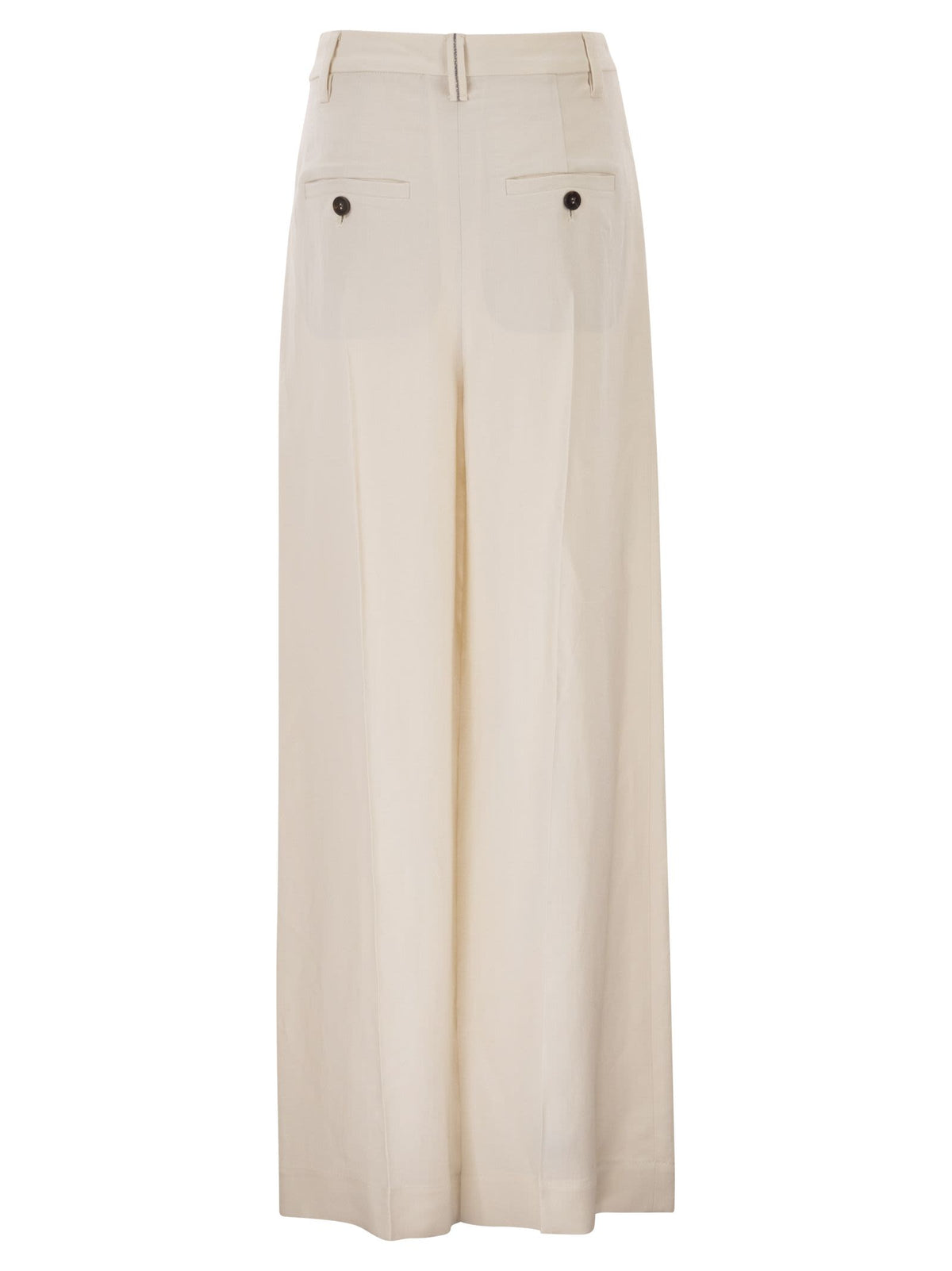 Brunello Cucinelli Women Tailored Trousers In Fluid Viscose And Linen Twill With Double Pleats