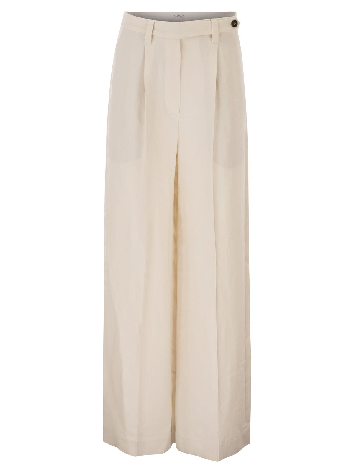Brunello Cucinelli Women Tailored Trousers In Fluid Viscose And Linen Twill With Double Pleats