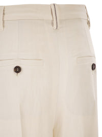 Brunello Cucinelli Women Tailored Trousers In Fluid Viscose And Linen Twill With Double Pleats
