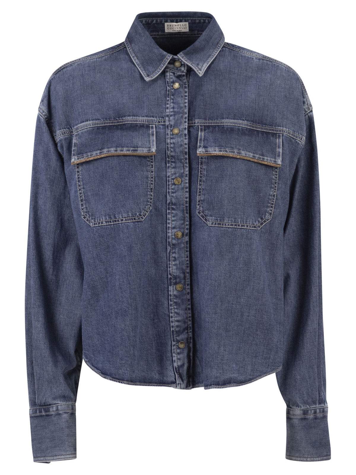 BRUNELLO CUCINELLI Brunello Cucinelli Women Cropped Denim Shirt With Patch Pockets