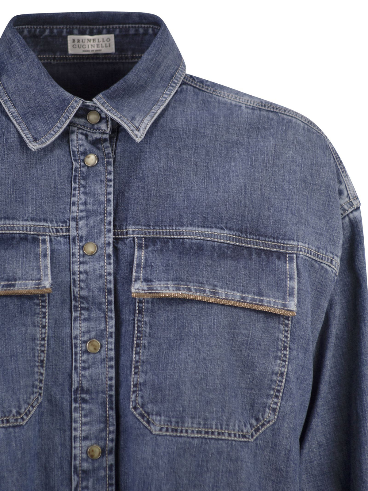 BRUNELLO CUCINELLI Brunello Cucinelli Women Cropped Denim Shirt With Patch Pockets