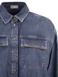BRUNELLO CUCINELLI Brunello Cucinelli Women Cropped Denim Shirt With Patch Pockets