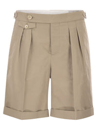 Brunello Cucinelli Men Cotton And Linen Panama Bermuda Shorts