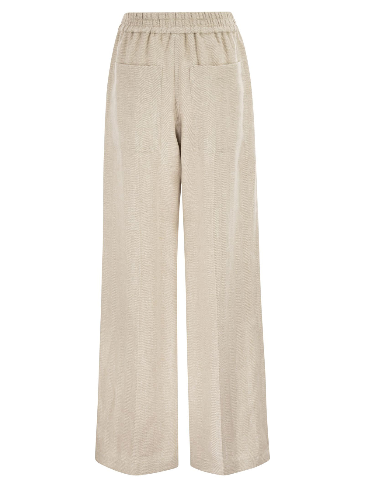 Brunello Cucinelli Women Loose Track Trousers In Chevron Linen And Cotton