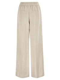Brunello Cucinelli Women Loose Track Trousers In Chevron Linen And Cotton
