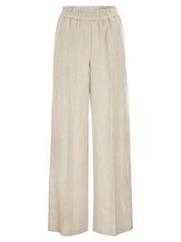 Brunello Cucinelli Women Loose Track Trousers In Chevron Linen And Cotton