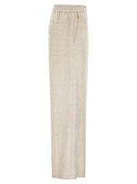 Brunello Cucinelli Women Loose Track Trousers In Chevron Linen And Cotton