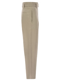 Brunello Cucinelli Women Cotton Linen Canvas Corset Cigarette Trousers With Jewellery