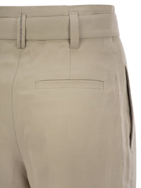 Brunello Cucinelli Women Cotton Linen Canvas Corset Cigarette Trousers With Jewellery