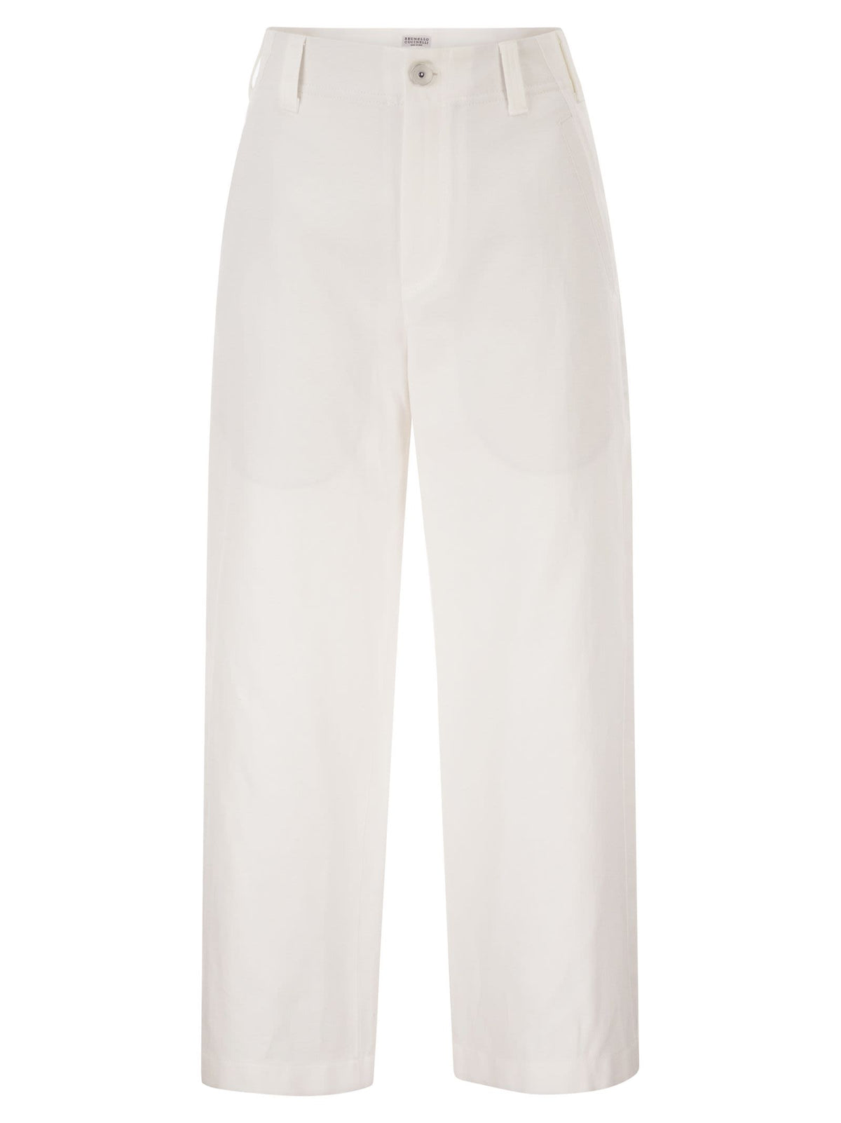 Brunello Cucinelli Women Crop Chino Trousers In Cotton And Linen Gabardine