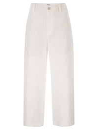 Brunello Cucinelli Women Crop Chino Trousers In Cotton And Linen Gabardine