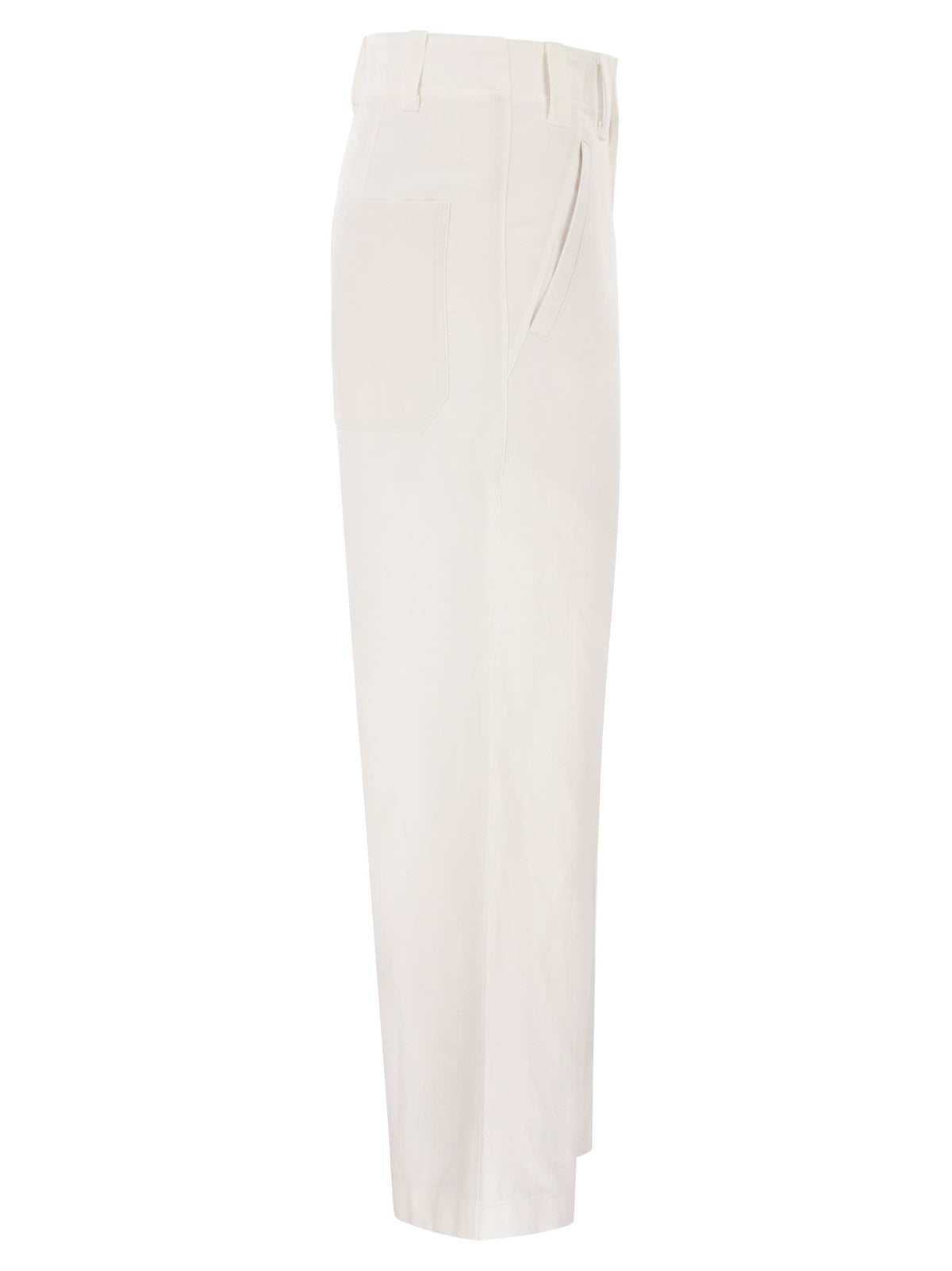 Brunello Cucinelli Women Crop Chino Trousers In Cotton And Linen Gabardine