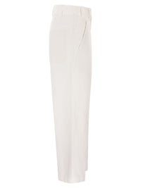 Brunello Cucinelli Women Crop Chino Trousers In Cotton And Linen Gabardine