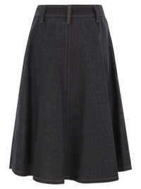 Brunello Cucinelli Women Cotton Denim Midi Skirt