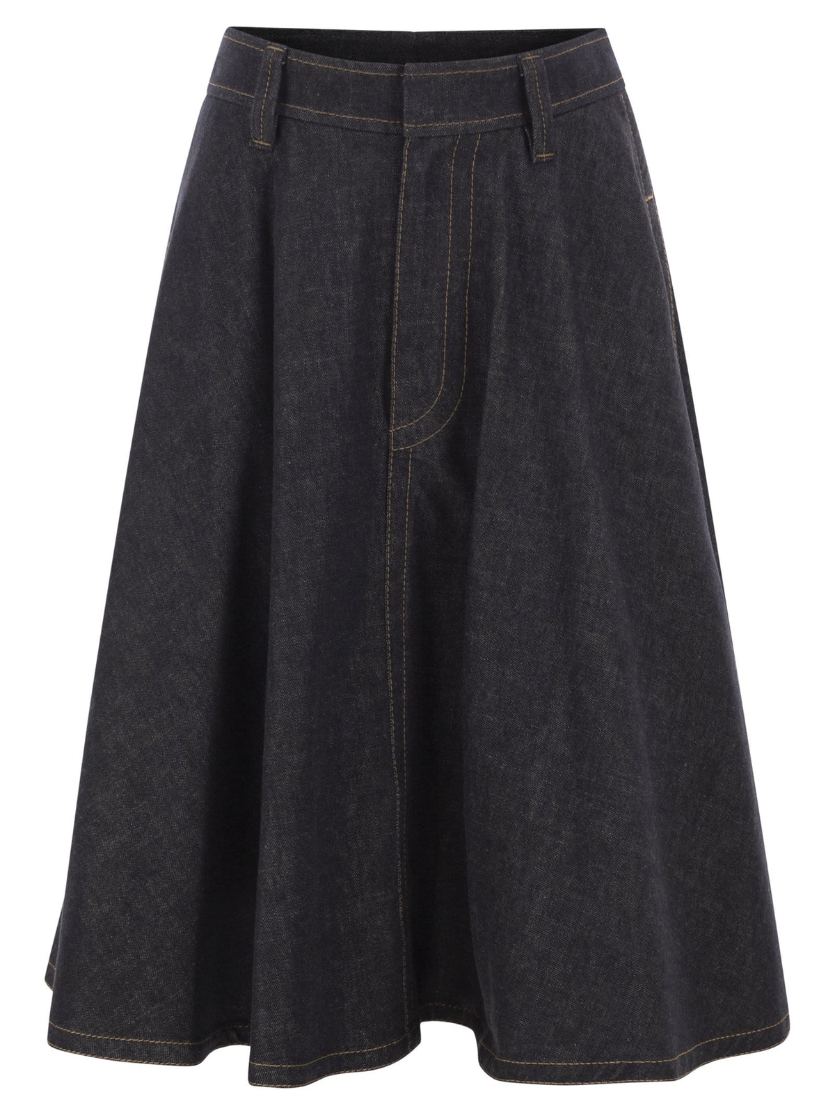 Brunello Cucinelli Women Cotton Denim Midi Skirt