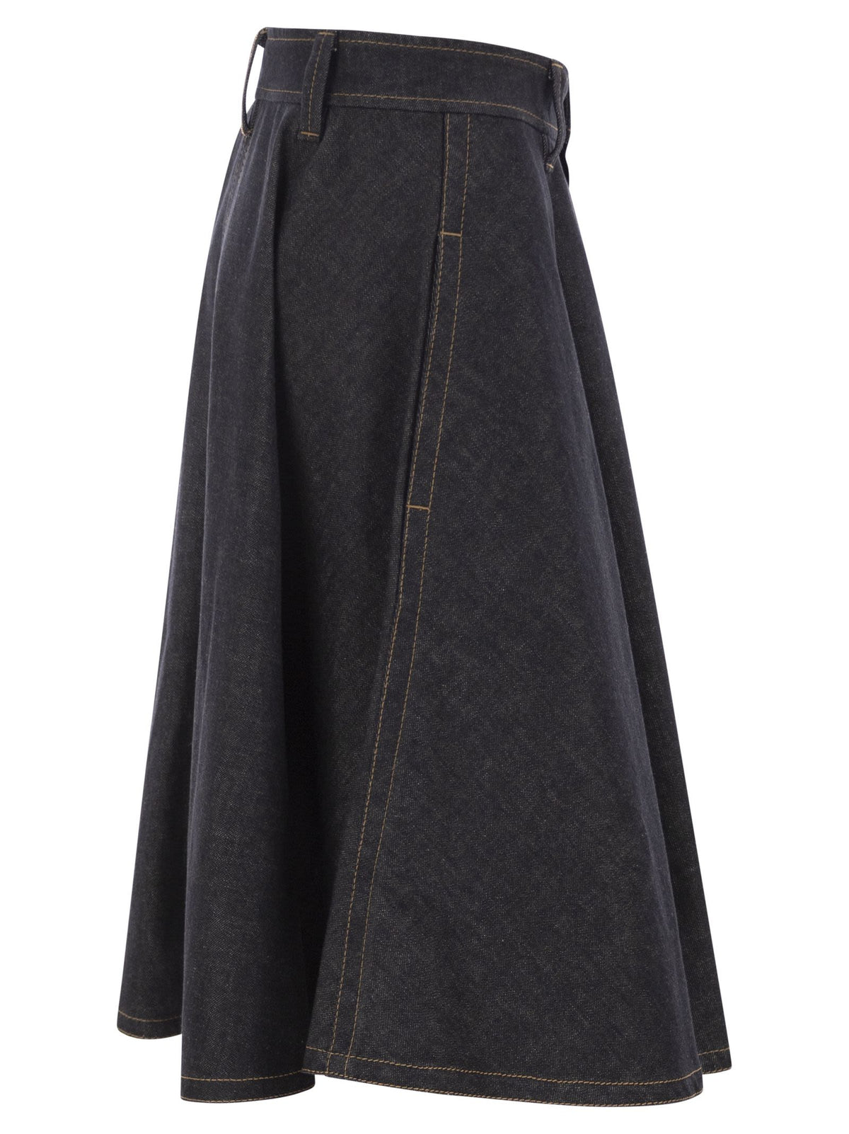 Brunello Cucinelli Women Cotton Denim Midi Skirt