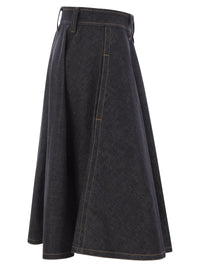 Brunello Cucinelli Women Cotton Denim Midi Skirt