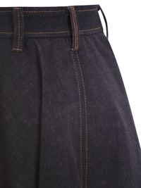 Brunello Cucinelli Women Cotton Denim Midi Skirt