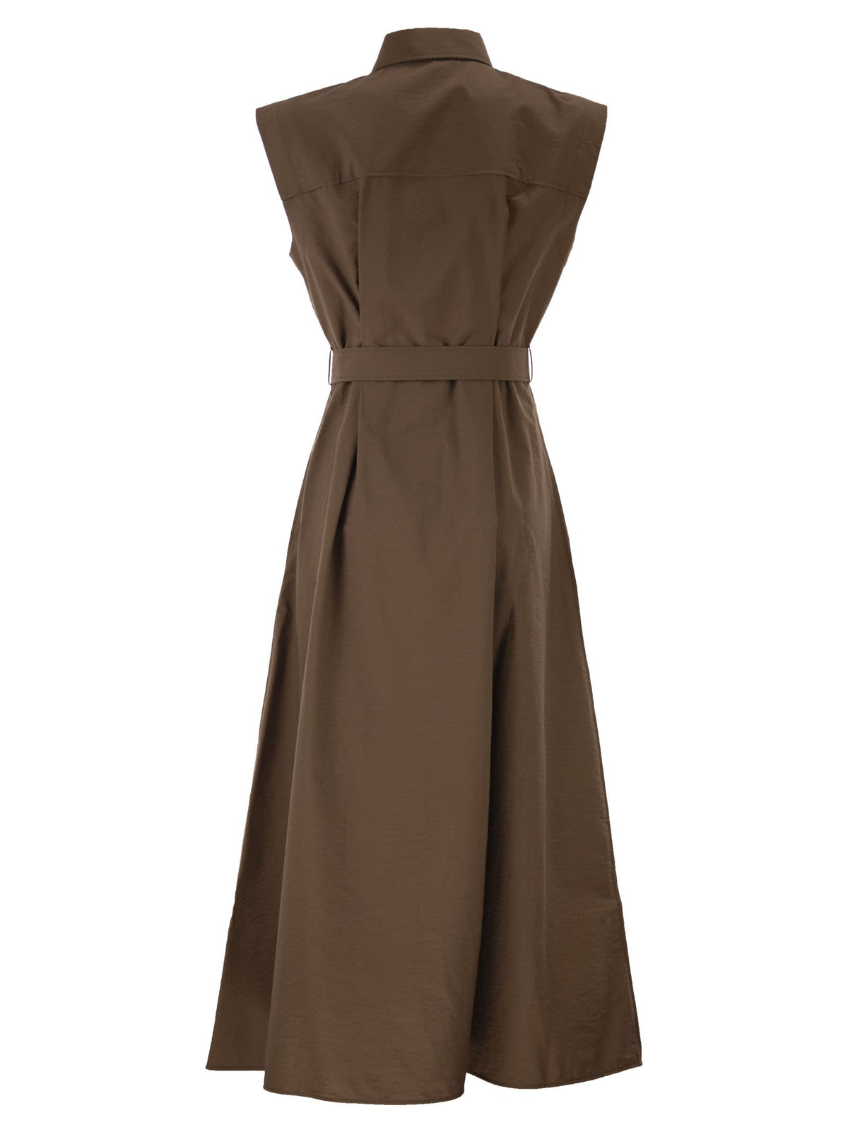 BRUNELLO CUCINELLI Brunello Cucinelli Women Long Sleeveless Cotton Dress With Belt At The Waist