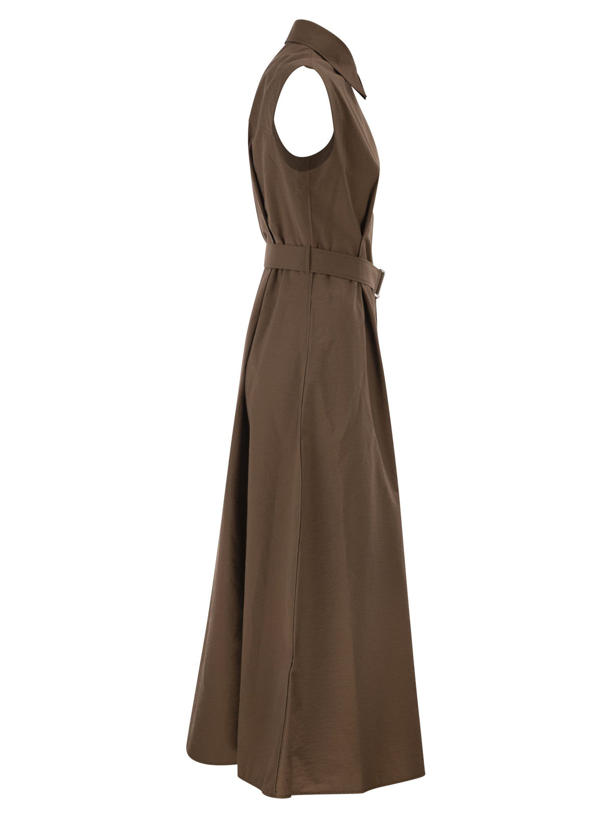 BRUNELLO CUCINELLI Brunello Cucinelli Women Long Sleeveless Cotton Dress With Belt At The Waist