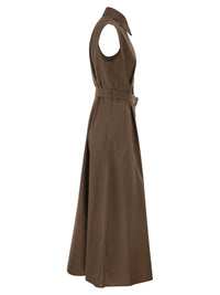 BRUNELLO CUCINELLI Brunello Cucinelli Women Long Sleeveless Cotton Dress With Belt At The Waist