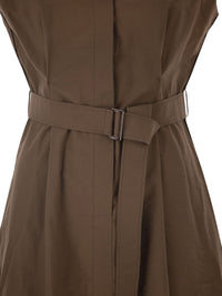 BRUNELLO CUCINELLI Brunello Cucinelli Women Long Sleeveless Cotton Dress With Belt At The Waist