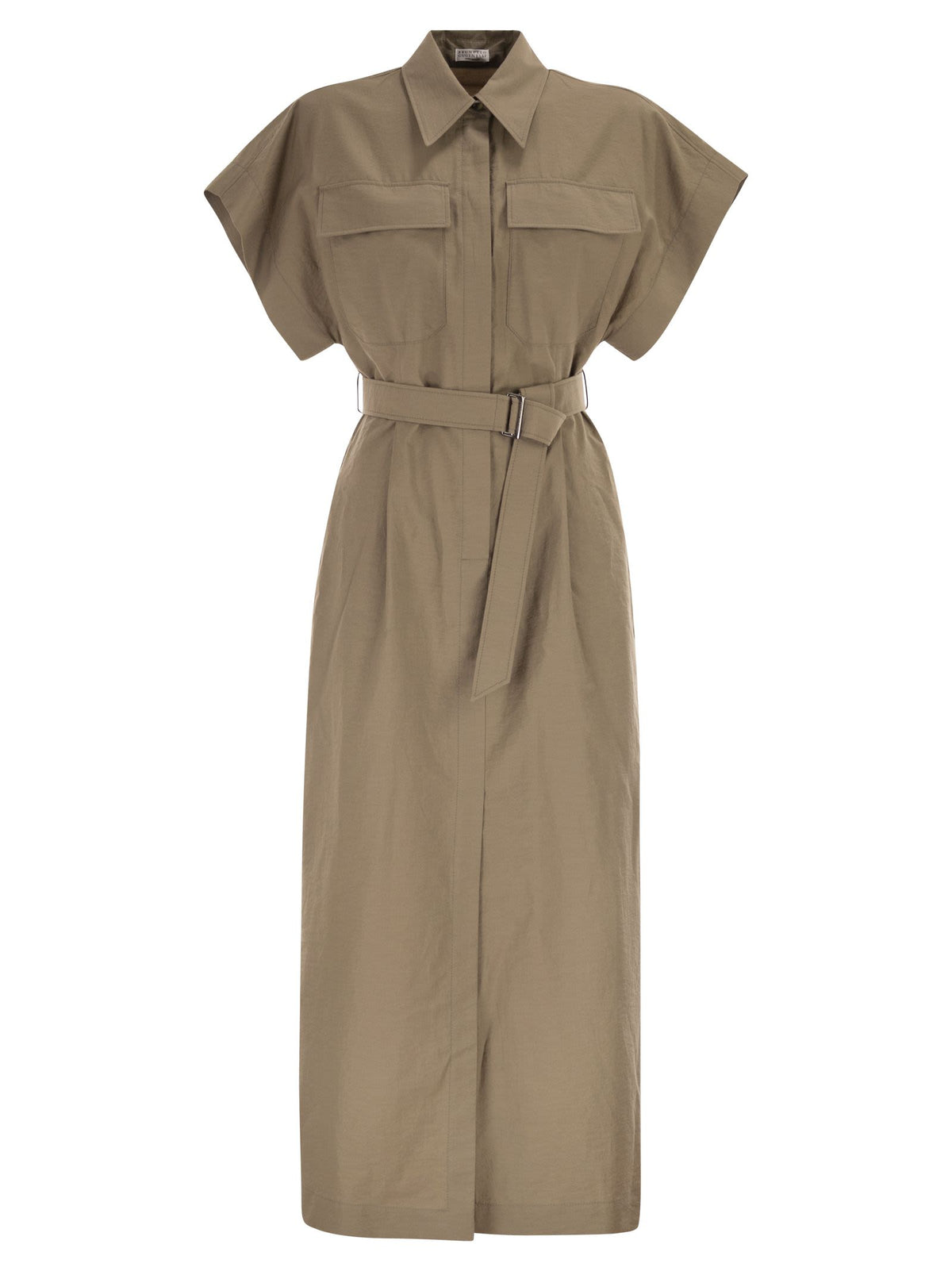 Brunello Cucinelli Women Chemise Dress In Technical Cotton And Nylon Poplin With Belt
