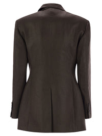Brunello Cucinelli Women Shiny Linen Twill Jacket With Necklace
