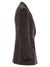 Brunello Cucinelli Women Shiny Linen Twill Jacket With Necklace