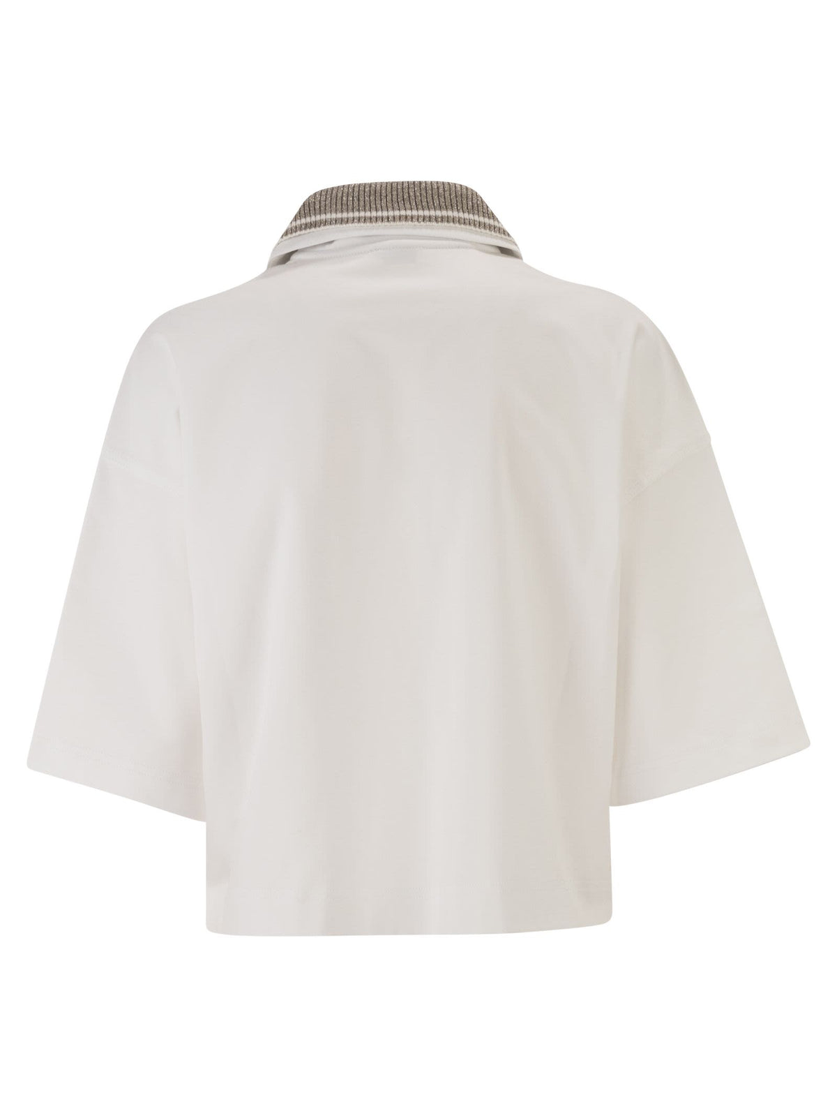 Brunello Cucinelli Women Interlock Couture Polo Shirt With Sparkling Knitted Collar