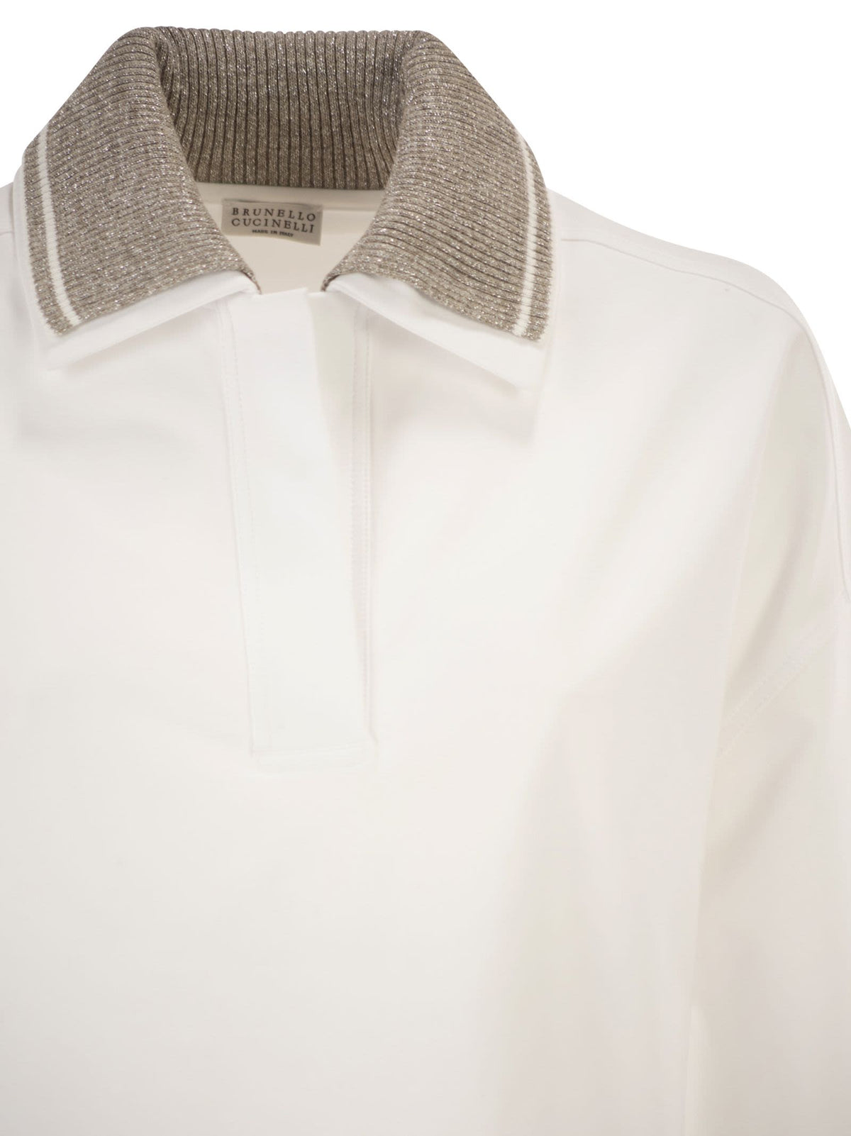 Brunello Cucinelli Women Interlock Couture Polo Shirt With Sparkling Knitted Collar