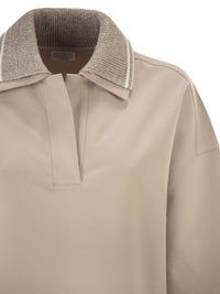 Brunello Cucinelli Women Interlock Couture Polo Shirt With Sparkling Knitted Collar