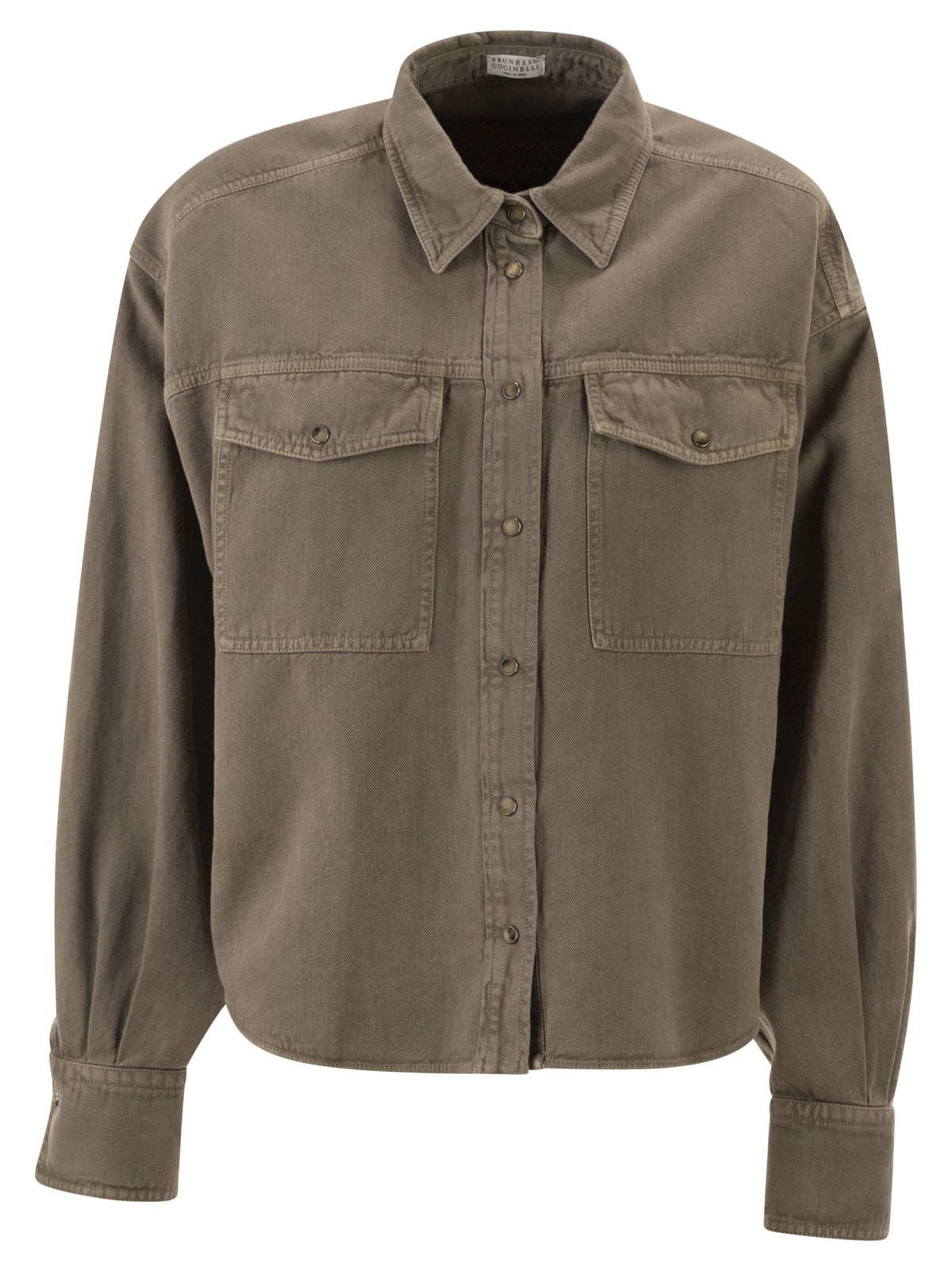 Brunello Cucinelli Women Shirt In Garment-Dyed Cotton And Linen Cover