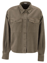 Brunello Cucinelli Women Shirt In Garment-Dyed Cotton And Linen Cover
