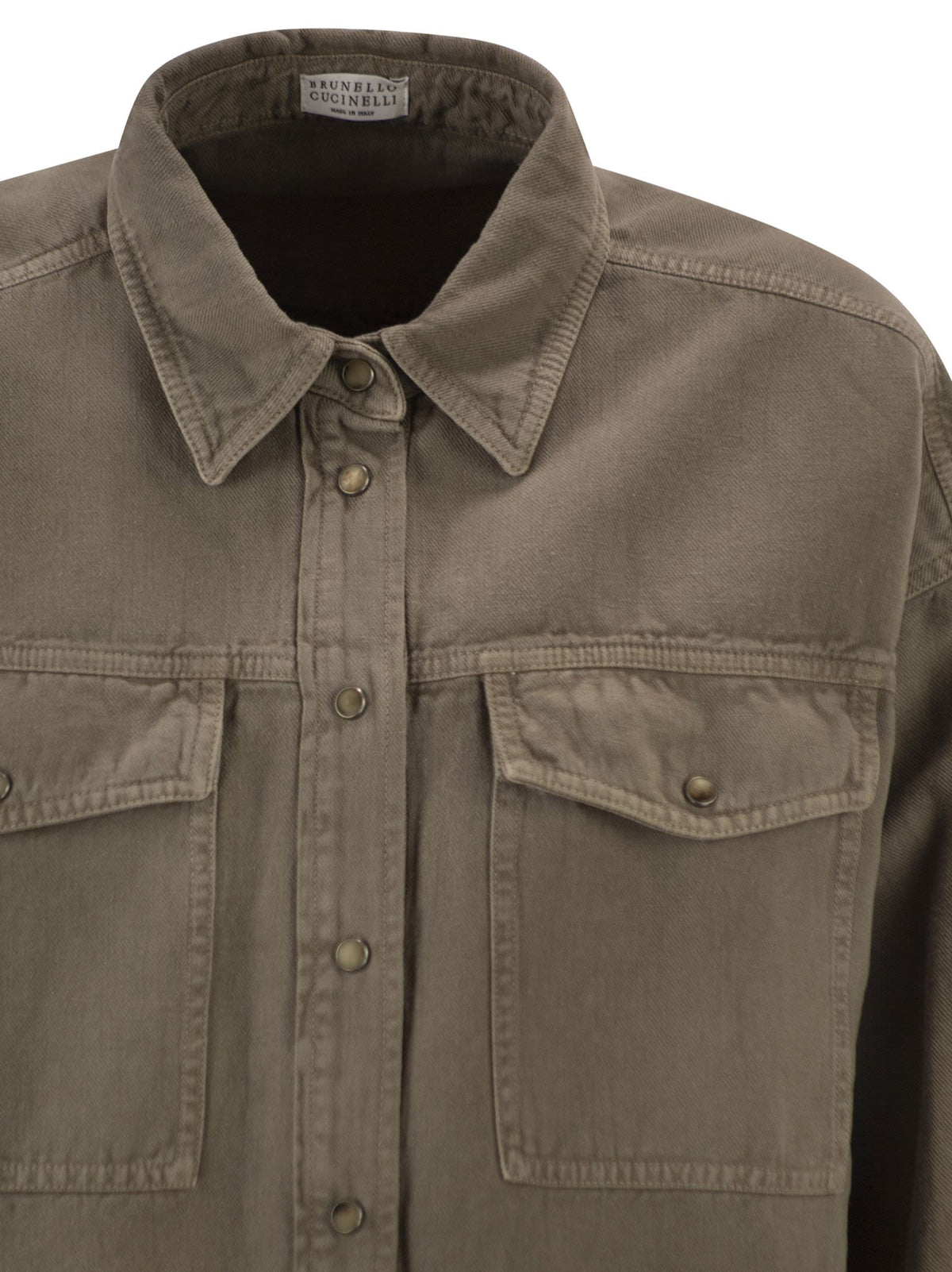 Brunello Cucinelli Women Shirt In Garment-Dyed Cotton And Linen Cover