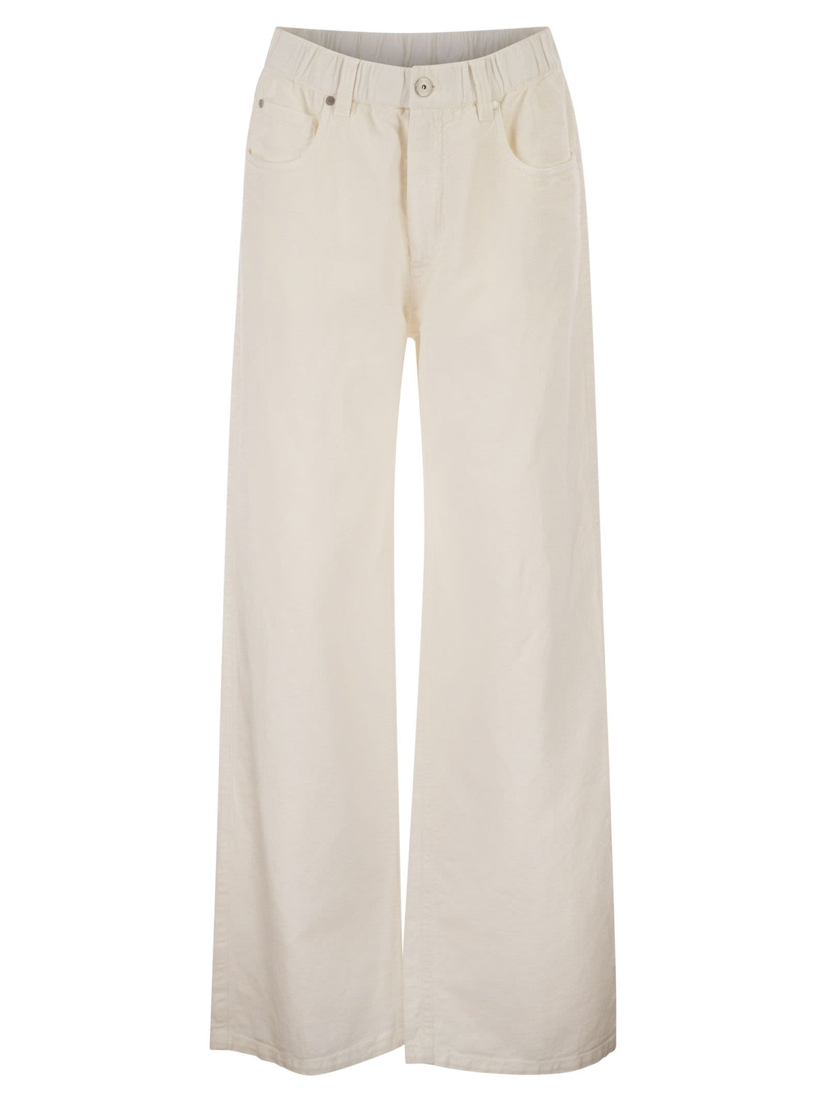 Brunello Cucinelli Women Contemporary Trousers In Garment-Dyed Cotton And Linen Cover With Monile