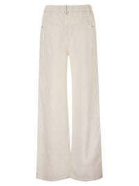 Brunello Cucinelli Women Contemporary Trousers In Garment-Dyed Cotton And Linen Cover With Monile