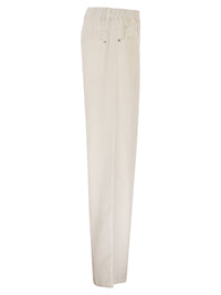Brunello Cucinelli Women Contemporary Trousers In Garment-Dyed Cotton And Linen Cover With Monile