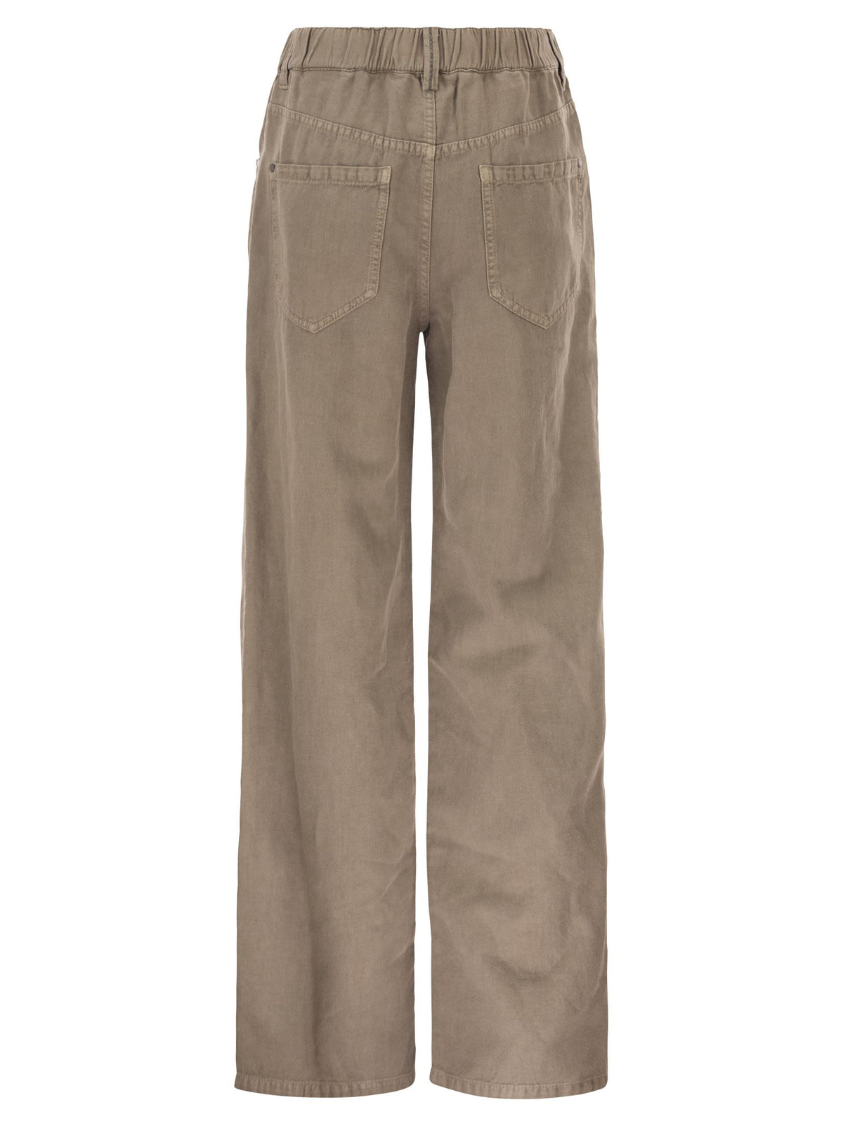 Brunello Cucinelli Women Contemporary Trousers In Garment-Dyed Cotton And Linen Cover With Monile