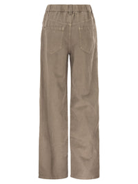 Brunello Cucinelli Women Contemporary Trousers In Garment-Dyed Cotton And Linen Cover With Monile