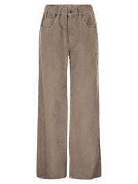 Brunello Cucinelli Women Contemporary Trousers In Garment-Dyed Cotton And Linen Cover With Monile
